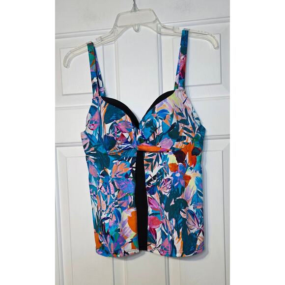 Swimsuits For All Leaf Print Underwire Tankini Top Size 10 NWT - Picture 1 of 5
